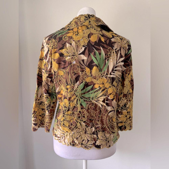 Vintage Y2K Trenz by Theresa Renz Floral Embroidered 3/4 Sleeve Jacket - Picture 4 of 6